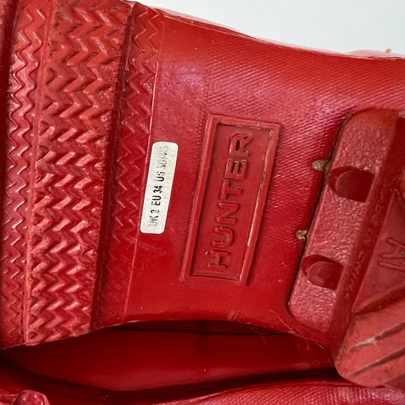 Hunter Kids’ Original Tall Rain Boots in Military Red, size B3/G4 UK2 - Picture 8 of 9